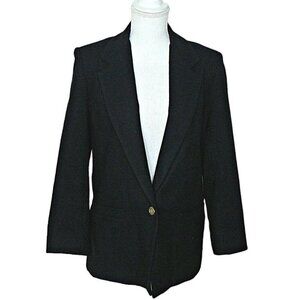 Dumas Wool Blazer Jacket Womens Size 6 Petite Black 1 Button Waist Lined Vintage